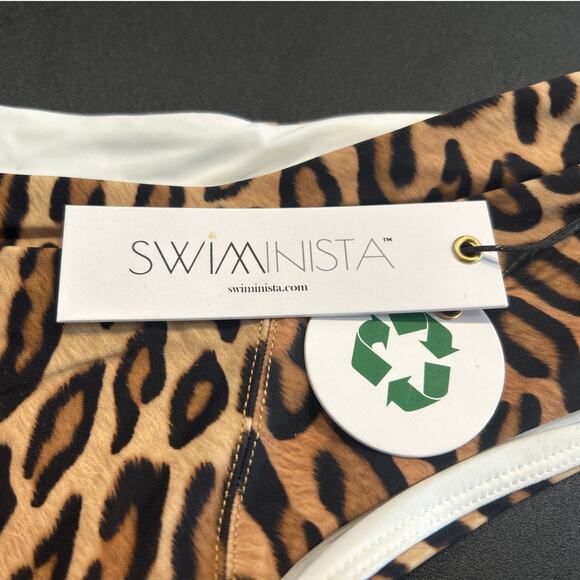 NWT Swiminista Leopard Print Bikini Bottoms – Size Medium, High Waist - Picture 2 of 4
